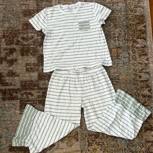 Striped Green and White Pajama Set
